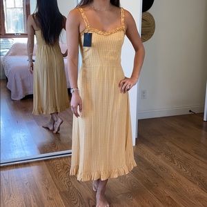 Faithful the Brand Noemie Midi yellow check dress